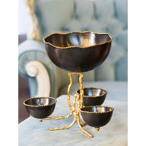 Bol de nourriture en métal avec bol de serveur de nourriture en laiton rond en métal fait à la main de couleur or du fabricant en Inde - Product Image 5