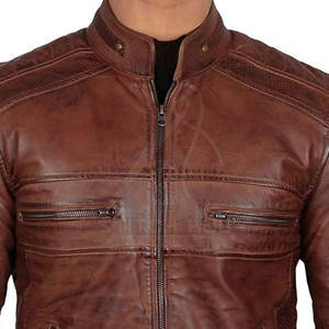 2025 veste en cuir véritable de haute qualité pour hommes col montant style rue haute cuir noir pour l'hiver - Product Image 5