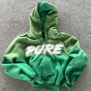 ผู้ผลิตเสื้อฮู้ดดี้ขนแกะคุณภาพสูงสำหรับฤดูหนาว แบบซันเฟด หนัก 400gsm สไตล์วินเทจ ล้างสีแบบแอซิดวอช ซิปแบบหลวม ประดับด้วยคริสตัล - Product Image 1