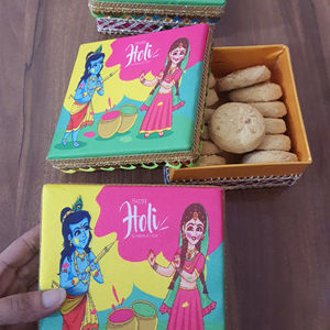Vibrant Handcrafted Happy Holi Sweet Gift <b>Box</b> Custom Eco-Friendly Engraving for Festive Gifting Celebrate Colors with Joy - Product Image 1