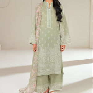 Nueva elegancia cultural, tela estampada de césped para todas las estaciones, vestido Shalwar Kameez de 3 piezas para mujeres indias pakistaníes, traje Salwar - Product Image 1
