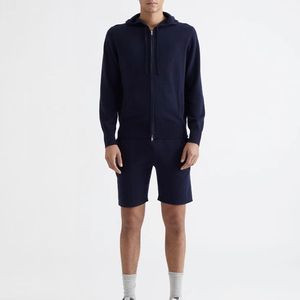 เสื้อสเวตเตอร์มีฮู้ดโอเวอร์ไซส์ของผู้ชายเสื้อสเวตเตอร์ถักด้วยมือสำหรับฤดูหนาวผ้าฝ้ายโพลีเอสเตอร์ไม่มีลาย - Product Image 3