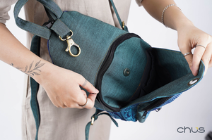 Customized Logo Eco-Friendly Unisex Fashion <b>Backpack</b> T02 With Hand-printed Beeswax Brocade Hoa Binh and Thai Binh Linen Material - Product Image 4