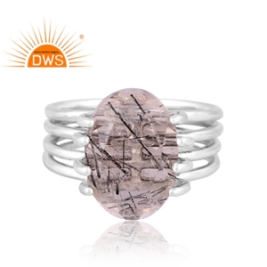 Best Selling Oxidized Sterling Silver Natural Black Rutile Gemstone <b>Statement</b> <b>Ring</b> Custom Jewelry Manufacturer - Product Image 2