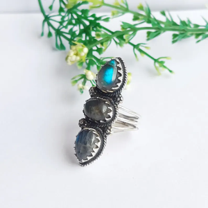 Anillo de Plata de Ley 925, Estilo Boho, con Piedra Preciosa de Labradorita Azul Fuego Natural de Alta Calidad, a Precio de Mayoreo - Product Image 3