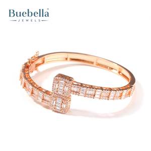 14K White Gold 925 Sterling Silver VVS Moissanite Diamond Baguette 7mm Cuff <b>Bangle</b> <b>for</b> <b>Men</b> - Product Image 4