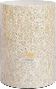 Table d'appoint ronde en incrustation de nacre faite à la main Table d'appoint en bois élégante pour meubles de maison de luxe - Product Image 4