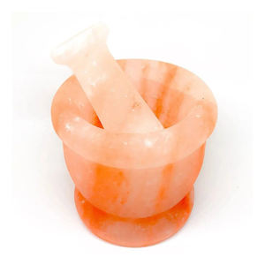 Mortier et pilon en sel rose de l'Himalaya à double usage pour la cuisine et la décoration de la maison sculptés à la main à partir de l'artisanat naturel du Pakistan - Product Image 4