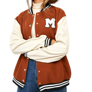 แจ็กเก็ตเบสบอลมหาวิทยาลัยเลตเทอร์แมนแขนเสื้อหนังปักโลโก้ได้ตามต้องการ - Product Image 2