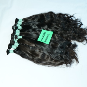 Extensiones de cabello humano indio de encaje virgen barato Natural 100%, Color negro ondulado a granel, sin procesamiento químico, estilo recto - Product Image 6