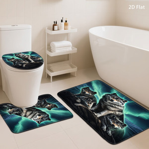 Ensemble de tapis de bain imprimés sur mesure pour salle de bain, tapis antidérapant pour douche, rideau de douche - Product Image 1