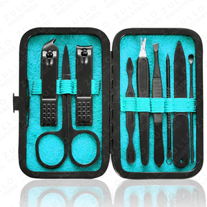 OEM Premium 9PCS Stainless Steel Nail Care Grooming Kit Manicure <b>Pedicure</b> <b>Set</b> Portable Travel Case Custom Logo - Product Image 6
