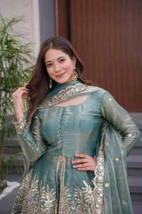 New Arrival Luxury Vintage Pakistani Traditional Ladies 3-Piece Lawn Dresses Handmade Casual Wear <b>Rhinestone</b> Pleat Beading - Product Image 5