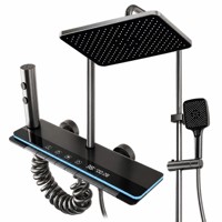 Ensemble de douche LED de luxe moderne avec pommeau de douche pluie, douchette à main et robinet de baignoire pour salle de bain
