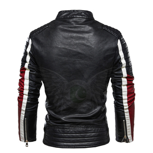 Chaqueta de cuero de color sólido para hombre de alta calidad para chaqueta de tela con cierre de cremallera de invierno-Venta en línea - Product Image 5