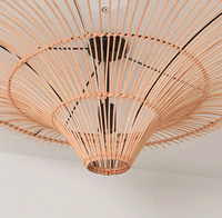 Pas cher prix grande taille Boho abat-jour couverture rotin pendentif lustre tissé par fabrication vietnamienne