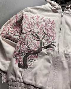 Sweat-shirt d'hiver pour homme et sweat à capuche zippé brodé de fleurs de cerisier, veste streetwear pour homme, OEM et ODM disponibles - Product Image 3