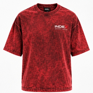 INDEX Men's <b>Red</b> Patterned Cotton T-<b>Shirt</b> O-Neck Short Sleeve Casual Regular Fit Front Logo Printed Jersey Sport Wear - Product Image 1