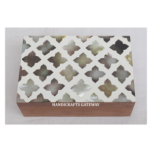Último nuevo hecho a mano de alta calidad incrustaciones de madera madre de perla Color Natural forma rectangular joyero uso para decoraciones del hogar - Product Image 1