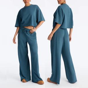 Conjunto de 2 Piezas para Mujer, Pantalones Cortos y Top, Estilo Y2K, Pantalones Anchos, Ropa de Estar en Casa, 100% Algodón, Ecológico, Transpirable, para Uso Diario - Product Image 6