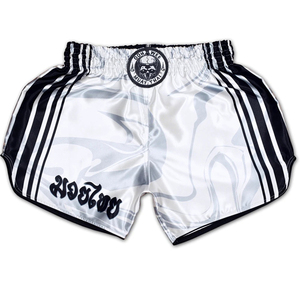 กางเกงกีฬามวยไทยขาสั้นสำหรับผู้ชายและผู้หญิงเทคนิคการพิมพ์แบบระเหิดติดโลโก้ด้านหน้าดีไซน์ตามสั่ง - Product Image 4