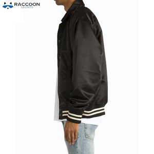 Custom Design <b>Wool</b> Letterman Varsity Baseball Jacket for Men Full Sleeves Satin with Stand Collar Thick Embossed Raccoon Sports - Product Image 2