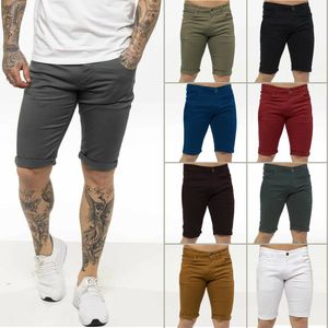 Pantalones cortos de gimnasio de algodón informales de verano de talla grande para hombre, cintura elástica, estilo vaquero, 5 bolsillos, tejidos, transpirables, antiarrugas, pantalones cortos calientes medios - Product Image 1