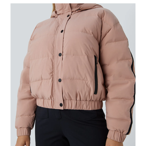 OEM Wholesale Winter Coats Jackets Men Women 90% <b>Cotton</b> <b>Padded</b> Breathable Canvas Custom Logo Printed Knitted Puffer Stand Collar - Product Image 4