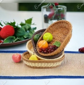 Handmade Food Storage Wicker <b>Basket</b> Pantry Organization and Storage Oval Serving Bowls Display <b>Basket</b> Household Snack Storage - Product Image 5