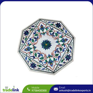 Incrustation de marbre conception de fleurs ensemble de table à manger fabriqué à la main en bois délicat dessus en marbre incrustation facile à assembler pour la décoration intérieure - Product Image 6