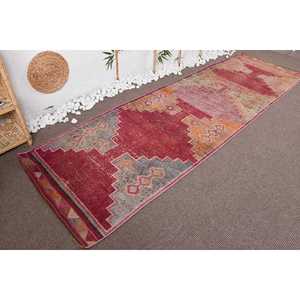 3.2x11 ft Turkish Rug, <b>Runner</b> Vintage Rug, <b>Red</b> Plants & trees Rug - Product Image 4