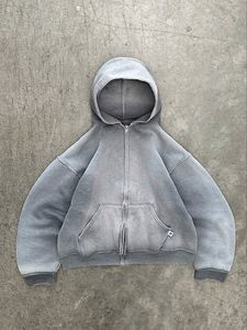 Vente en gros Sweat à capuche vintage surdimensionné pour hommes, sweat à capuche en coton délavé à l'acide, sweats à capuche brodés - Product Image 6