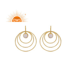 Mejor Venta de plata esterlina 18K chapado en oro Natural Arco Iris piedra lunar piedra preciosa oreja alambre pendiente joyería fabricante - Product Image 1