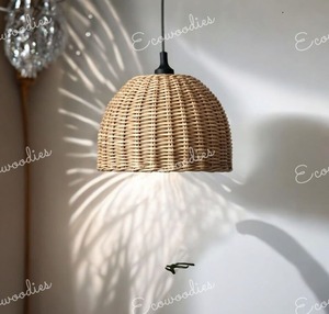 High Quality <b>Lamp</b> <b>Shade</b> Cover Brown Bell Shape Round Cane Hanging Half-Spherical Ceiling Hanging Pendant <b>Lamp</b> Shader <b>for</b> Hotels - Product Image 4