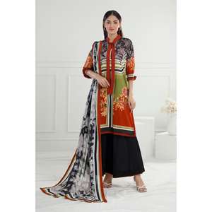 Conjunto de Traje de 3 Piezas para Mujer, Sin Costuras, en Gasa Gris y Verde, 100% Algodón Transpirable - Product Image 3