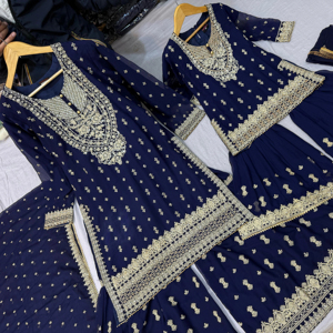 Mère de Ssumaira fille nouveauté chemise de travail à la main Gharara Dupatta tissu en mousseline de soie brodée lourde pour les occasions de fête - Product Image 1