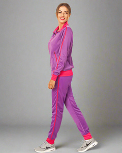 Chándal de 2 piezas personalizado de calidad superior morado OEM para mujer, conjunto a juego de 2 piezas de longitud completa para mujer y conjunto de chándal para mujer - Product Image 5