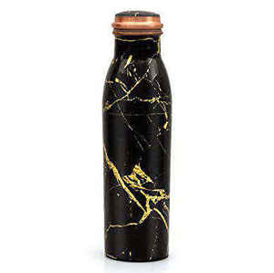 <b>Black</b> And Gold Enamel Leak Proof Copper <b>Water</b> <b>Bottle</b> For Outdoor Home Office Gifting Use Pure Copper <b>Water</b> <b>Bottle</b> With Lid - Product Image 1