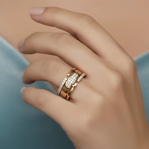 Anillo de Diamantes Geométrico Abstracto Moderno para Mujer, Regalo de Aniversario de Boda, Celebraciones Románticas - Product Image 5