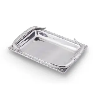 Plateau en métal artisanal de luxe, plateau en métal de qualité supérieure pour la décoration de table, plateau décoratif avec finition cuivre brillant plaqué, exporté par Zahid, sûr - Product Image 3