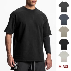 เสื้อยืดคอตตอนโอเวอร์ไซส์ทรงเฮฟวี่เวท คอกลม แขนสั้น ไหล่ตก สไตล์ลำลอง สตรีทแวร์ รับผลิตตามสั่ง จำนวนมาก เสื้อยืดผู้ชาย - Product Image 4