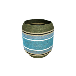 Cesta de almacenamiento tejida a mano con hierba marina, con rayas marrones y crema, para la sala de estar, cesta multiusos. - Product Image 2