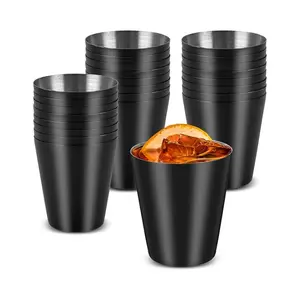 Tasses à liqueur noires de 1 oz pour bière, cocktail, whisky, verre à liqueur incassable en acier inoxydable pour fête, bar, club