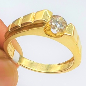 VDS Certified Natural Round Brilliant Cut White Diamond Color G Hombres 14K 18K Solitario de oro sólido Anillo de compromiso hecho a mano - Product Image 1