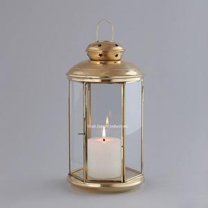 Lanterne à bougie en métal et verre de forme hexagonale argentée finie pour la maison jardin lanternes suspendues décoratives de noël - Product Image 5