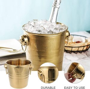 Cubos de hielo de Metal de acero inoxidable, cubo enfriador dorado, para champán, vino, bebidas, botellas, contenedor para fiesta en casa - Product Image 3