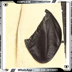 Veste en peau de vache pleine de haute qualité en faux cuir pour hommes, coupe-vent et respirante avec rayures pour l'hiver - Product Image 5