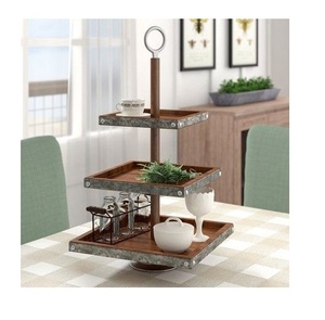 Support à gâteau en bois luxueux à trois niveaux, forme ronde, design classique fait main, support de présentation de forme ronde, design classique, utilisation pour la présentation - Product Image 5