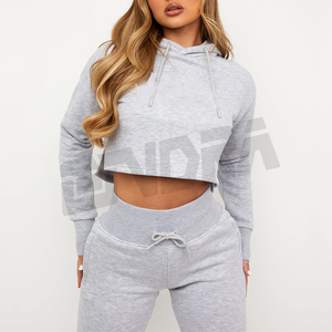 Sudadera con capucha recortada Core con cintura elástica Sudadera informal ligera y cómoda para uso diario y estilo de vida - Product Image 2