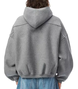 Sudaderas con capucha con cremallera completa de forro polar de algodón pesado con logotipo personalizado 500gsm de gran tamaño grueso cuadrado recortado con cremallera sudaderas con capucha grises para hombres ropa de calle - Product Image 2